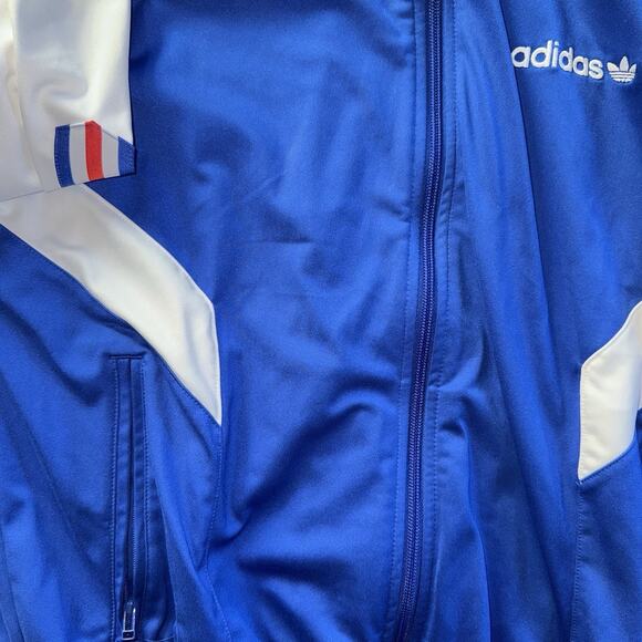 Vintage Adidas Track Jacket Flag Full Zip Red White Blue Patriotic Size Small - Picture 4 of 7